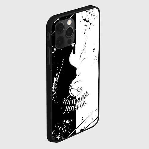 Чехол iPhone 12 Pro Тоттенхэм черно белые брызги / 3D-Черный – фото 2
