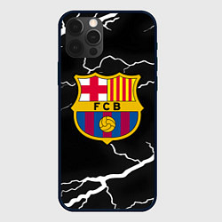 Чехол для iPhone 12 Pro Barcelona черно белые молнии, цвет: 3D-черный