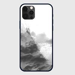 Чехол для iPhone 12 Pro Абстракция серые волны, цвет: 3D-черный