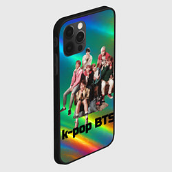 Чехол для iPhone 12 Pro BTS радужный блестящий фон, цвет: 3D-черный — фото 2