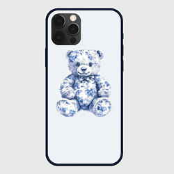 Чехол для iPhone 12 Pro Игрушечный мишка гжель, цвет: 3D-черный