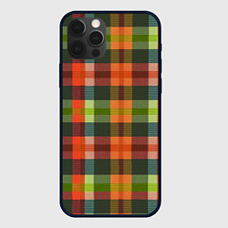 Чехол для iPhone 12 Pro Красно-зелёная клетка с текстурой ткани, цвет: 3D-черный