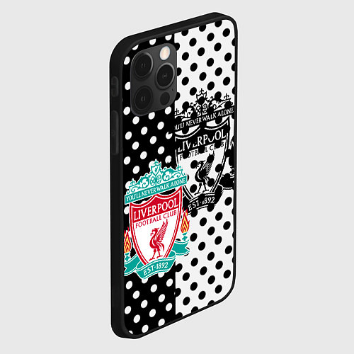 Чехол iPhone 12 Pro Liverpool черно белые точки / 3D-Черный – фото 2