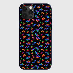Чехол для iPhone 12 Pro Разноцветные детали мозаики на черном, цвет: 3D-черный