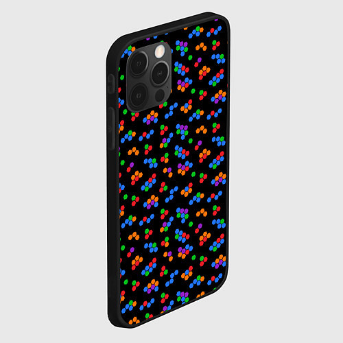Чехол iPhone 12 Pro Разноцветные детали мозаики на черном / 3D-Черный – фото 2
