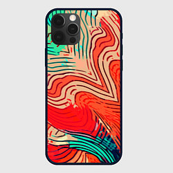 Чехол для iPhone 12 Pro Красно-зелёный полосатая абстракция, цвет: 3D-черный