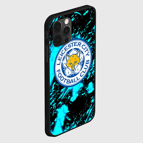 Чехол iPhone 12 Pro Лестер сити голубые краски / 3D-Черный – фото 2