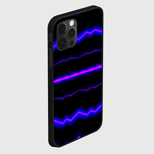 Чехол iPhone 12 Pro Color multicoloured neon stripes / 3D-Черный – фото 2