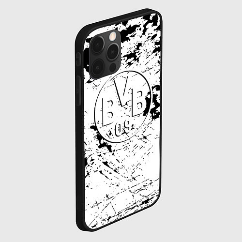 Чехол iPhone 12 Pro Borussia черно белые краски / 3D-Черный – фото 2