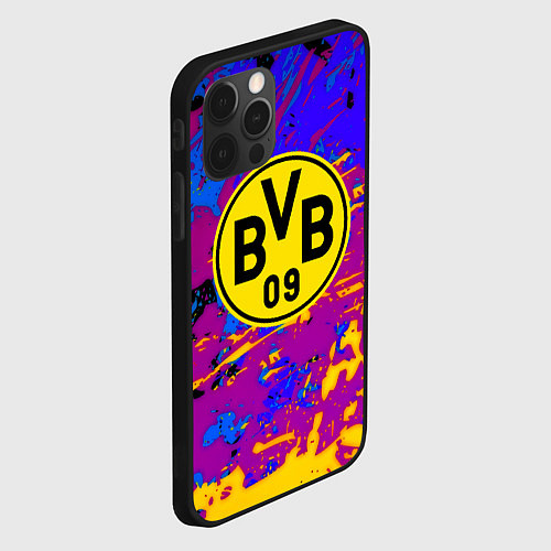 Чехол iPhone 12 Pro Borussia абстрактные краски / 3D-Черный – фото 2