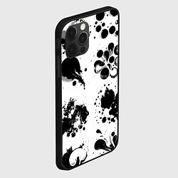 Чехол для iPhone 12 Pro Чёрно-белые кляксы - абстракция, цвет: 3D-черный — фото 2