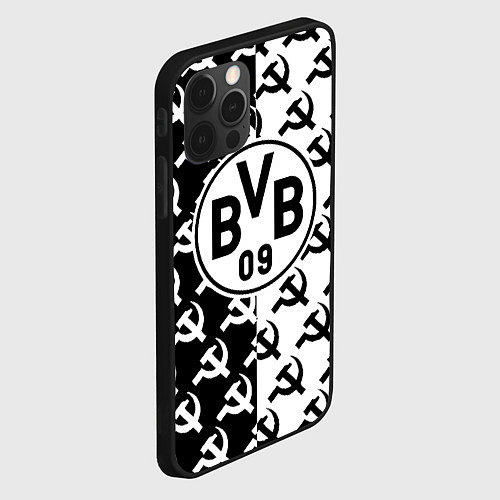 Чехол iPhone 12 Pro Borussia паттерн ссср / 3D-Черный – фото 2