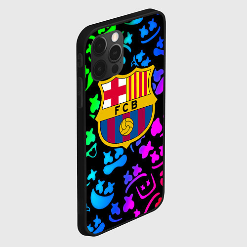 Чехол iPhone 12 Pro Барселона x Маршмэллоу неоновый градиент / 3D-Черный – фото 2