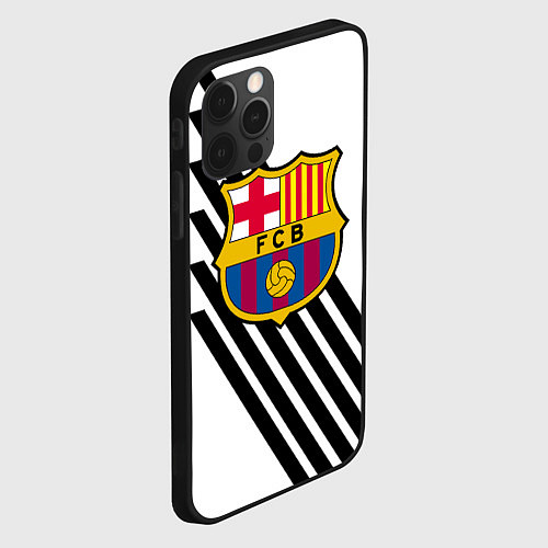 Чехол iPhone 12 Pro Barcelona черно белые полосы / 3D-Черный – фото 2