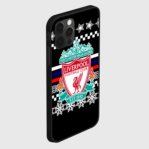 Чехол iPhone 12 Pro Ливерпуль текстура триколор зима / 3D-Черный – фото 2
