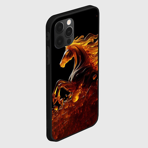 Чехол iPhone 12 Pro Оранжево желтая лошадь созданная из янтаря / 3D-Черный – фото 2