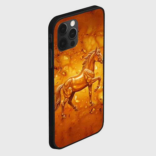 Чехол iPhone 12 Pro Лошадь из желтого янтаря / 3D-Черный – фото 2