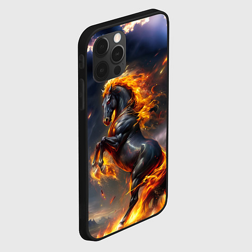 Чехол iPhone 12 Pro Огнегривый скакун / 3D-Черный – фото 2