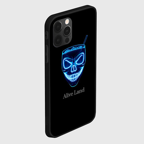 Чехол iPhone 12 Pro Neon skull cocktail / 3D-Черный – фото 2