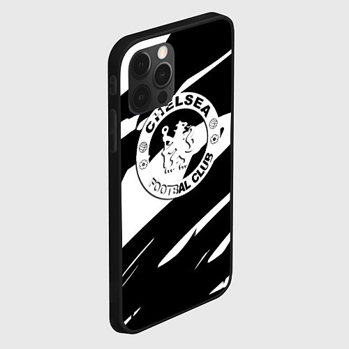 Чехол iPhone 12 Pro Челси геометрия полсоы / 3D-Черный – фото 2