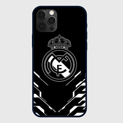 Чехол для iPhone 12 Pro Real Madrid полосы геомтерия, цвет: 3D-черный