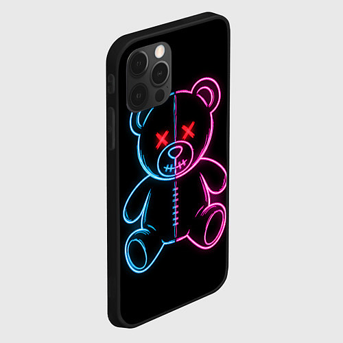 Чехол iPhone 12 Pro Неоновый мишка / 3D-Черный – фото 2