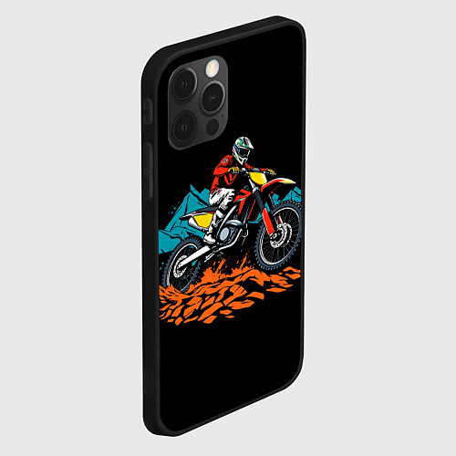 Чехол iPhone 12 Pro Motocross and mountains / 3D-Черный – фото 2