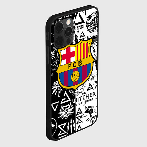 Чехол iPhone 12 Pro Barcelona логотипы ведьмак / 3D-Черный – фото 2