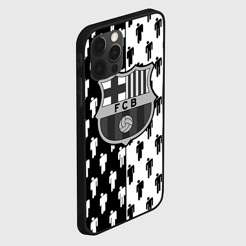 Чехол iPhone 12 Pro Barcelona спортивный паттерн / 3D-Черный – фото 2