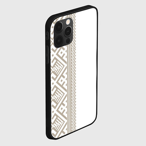Чехол iPhone 12 Pro Узоры славянские в бежевом цвете / 3D-Черный – фото 2
