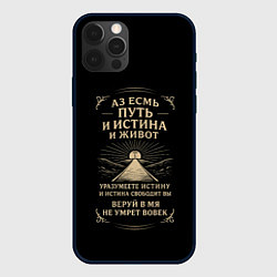 Чехол для iPhone 12 Pro Путь и истина и живот черный с бежевым, цвет: 3D-черный