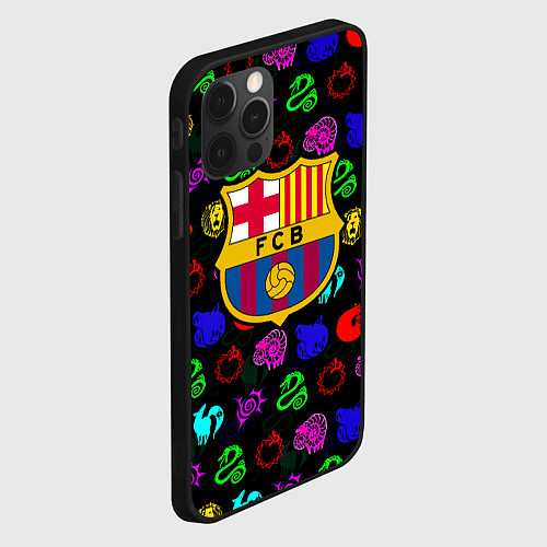 Чехол iPhone 12 Pro Barcelona neon games logo / 3D-Черный – фото 2