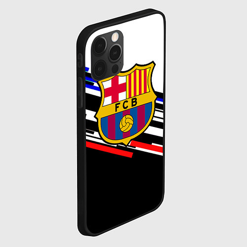 Чехол iPhone 12 Pro Barcelona полосы текстура спорт / 3D-Черный – фото 2