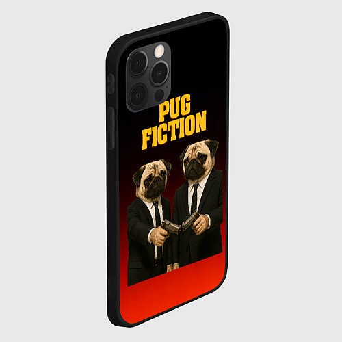 Чехол iPhone 12 Pro Пародия - Криминальное чтиво с мопсами / 3D-Черный – фото 2
