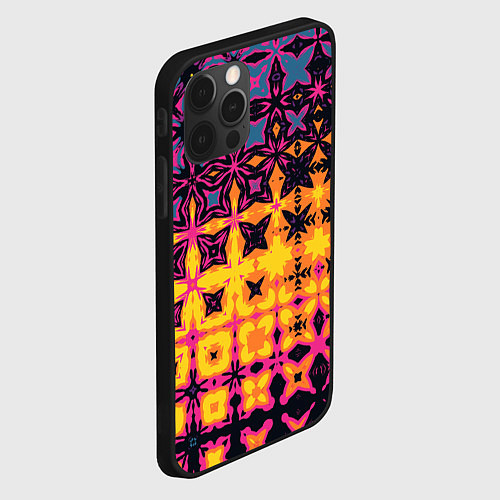 Чехол iPhone 12 Pro Фиолетово-желтая метаморфоза / 3D-Черный – фото 2