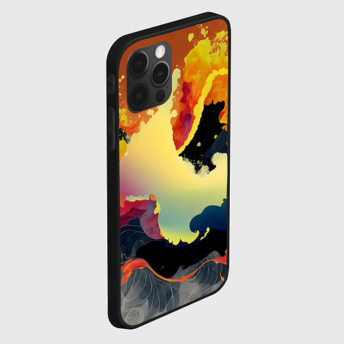 Чехол iPhone 12 Pro Завораживающее пламя / 3D-Черный – фото 2