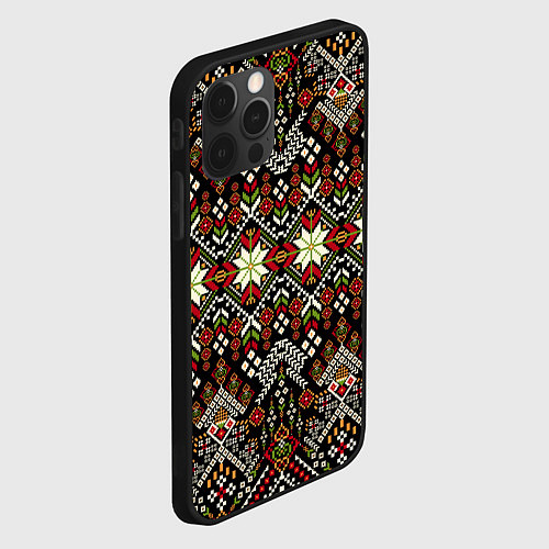 Чехол iPhone 12 Pro Традиционные росписные орнаментные узоры в славянс / 3D-Черный – фото 2