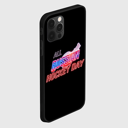 Чехол iPhone 12 Pro Всероссийский день хоккея / 3D-Черный – фото 2