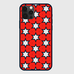 Чехол для iPhone 12 Pro Звезды на красном, цвет: 3D-черный