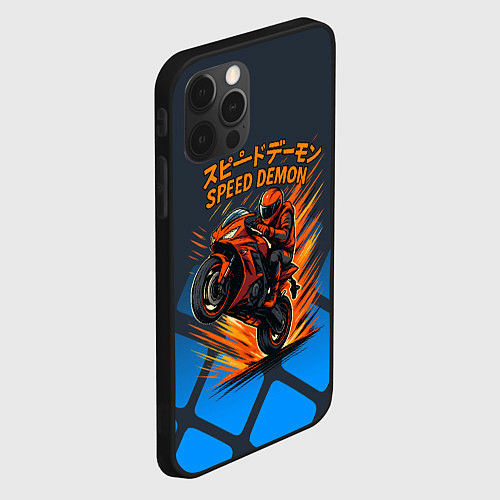 Чехол iPhone 12 Pro Speed demon байкер / 3D-Черный – фото 2