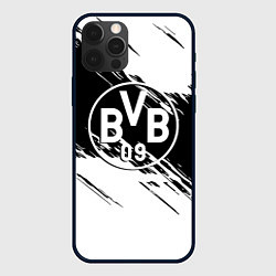 Чехол iPhone 12 Pro Borussia черно белые полосы