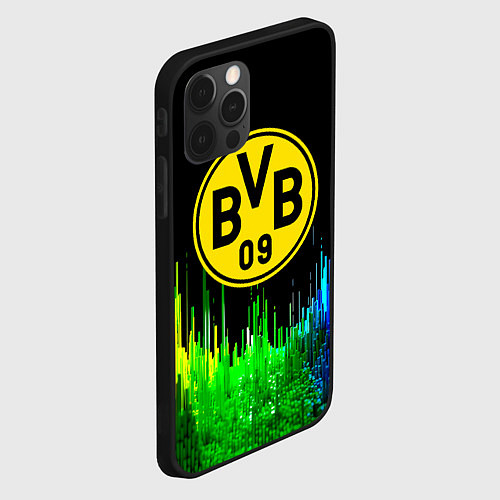 Чехол iPhone 12 Pro Borussia градиент текстура / 3D-Черный – фото 2