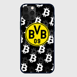 Чехол для iPhone 12 Pro Borussia биткоин паттерн, цвет: 3D-черный