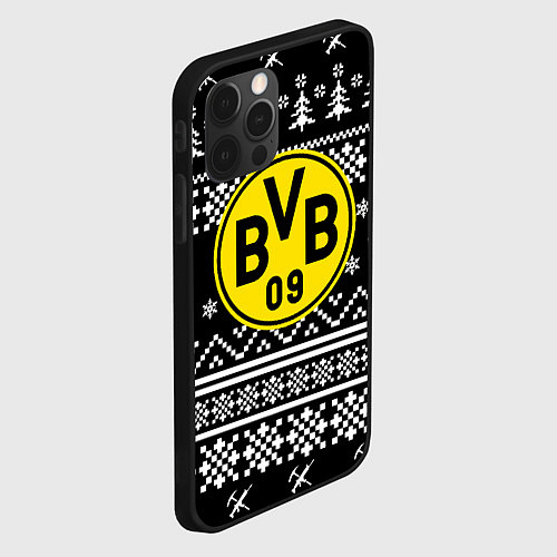 Чехол iPhone 12 Pro Borussia x fortnite pattern / 3D-Черный – фото 2