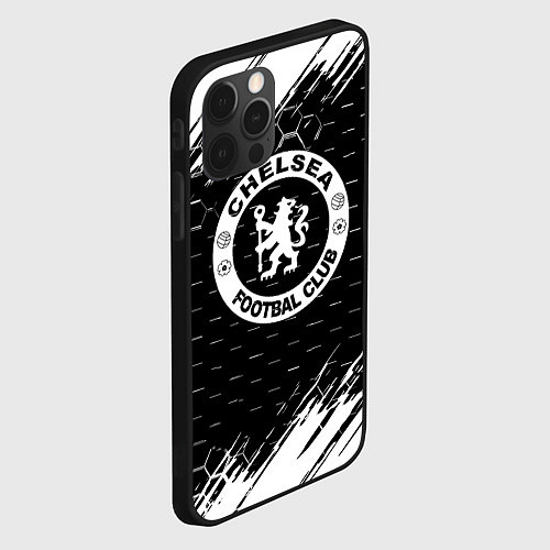 Чехол iPhone 12 Pro Chelsea штрихи красок текстура / 3D-Черный – фото 2