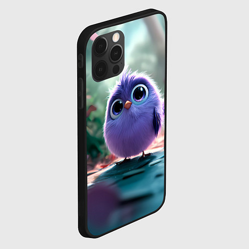 Чехол iPhone 12 Pro Круглый удивленный птенец / 3D-Черный – фото 2