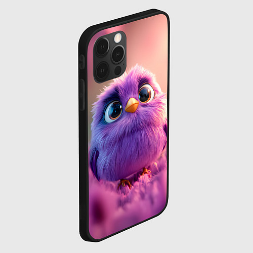 Чехол iPhone 12 Pro Фиолетовая птичка / 3D-Черный – фото 2