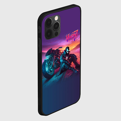 Чехол iPhone 12 Pro Venom near his motorcycle - ai art fantasy / 3D-Черный – фото 2