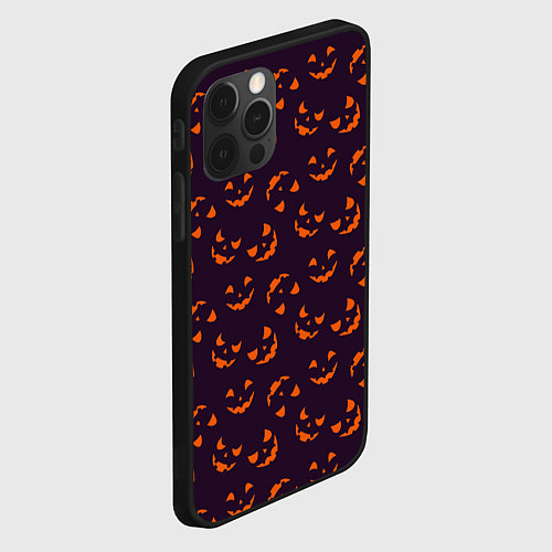 Чехол iPhone 12 Pro Страшно веселый Halloween - паттерн / 3D-Черный – фото 2