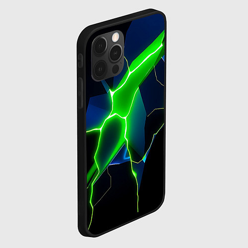 Чехол iPhone 12 Pro Neon green glow / 3D-Черный – фото 2